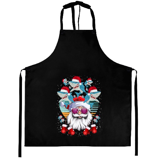 Santa Claus Shark Christmas Aprons