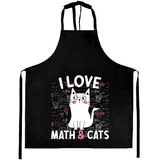 I Love Math and Cats Feline Lover Aprons