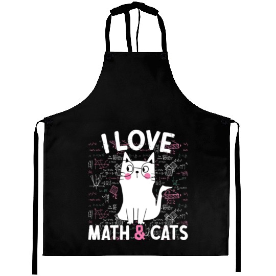 I Love Math and Cats Feline Lover Aprons