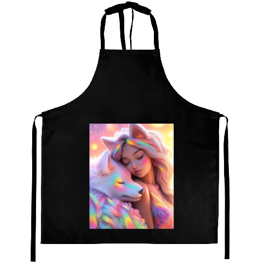 Rainbow Friends - White Wolf and Girl Aprons