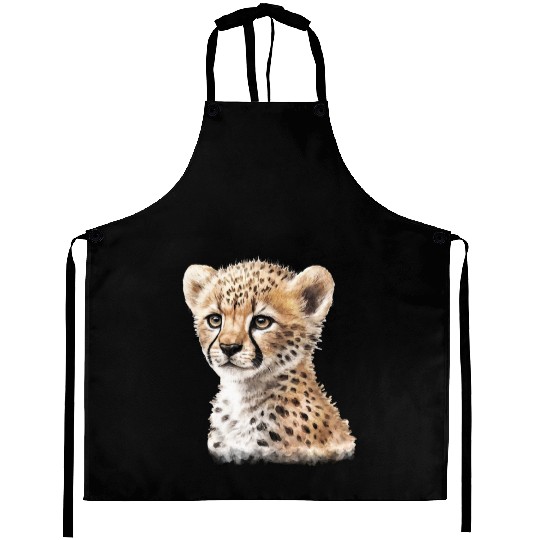 Baby Cheetah Aesthetic Watercolor Painting Aprons