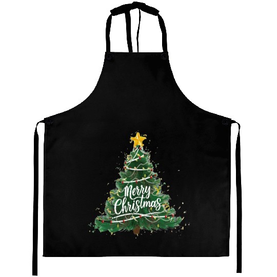 Watercolor Christmas Tree Aprons