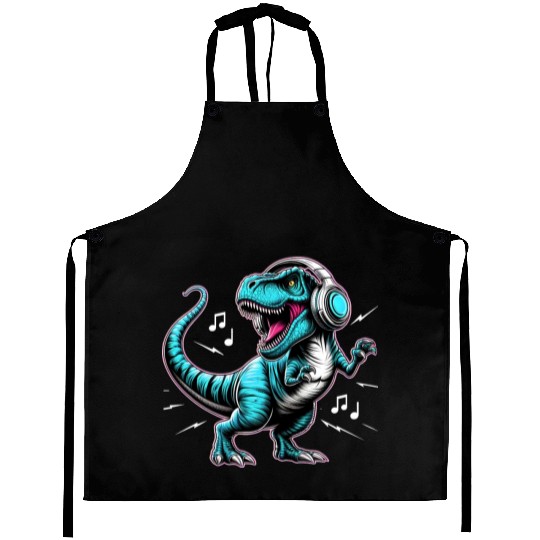 Dancing Tyrannosaurus Rex with Headphone Aprons