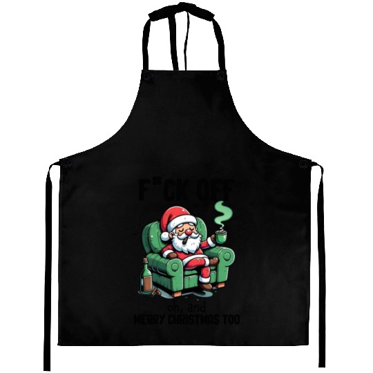 Funny Christmas F*ck Off Merry Christmas Aprons