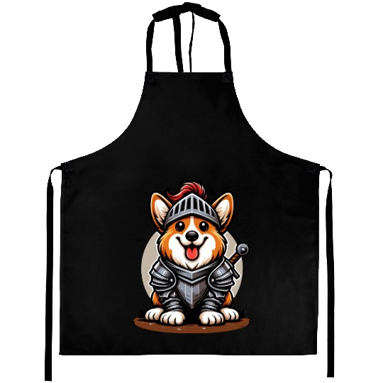 Corgi in knight armor Aprons