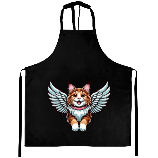 Maine Cat Angel - Majestic Cat with Wings Aprons