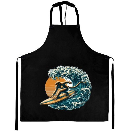 Surfing monkey Aprons