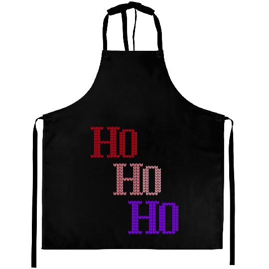 HO HO HO MERRY CHRISTMAS KNITTED STYLE Aprons