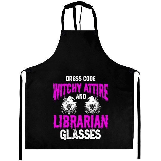 Halloween Librarian Bookworm Book Nerd Reading Lib Aprons