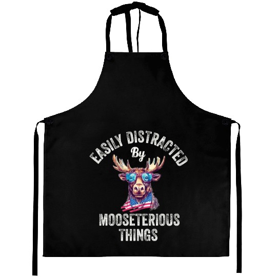 Easily Distracted Funny Elk Moose Aprons