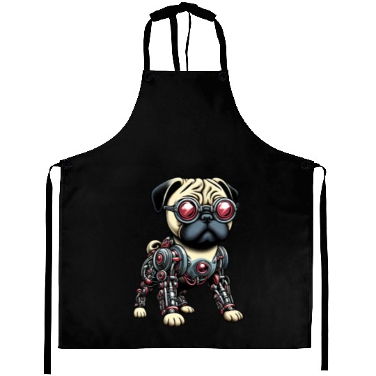 Dog Pug Robot Cyborg Mechanical Aprons
