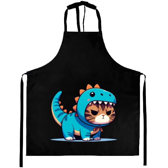 Grumpy Cat in Velociraptor Costume Aprons