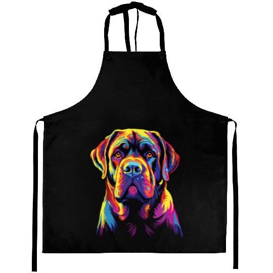 Watercolor Colorful Mastiff Aprons