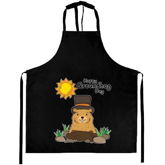 Happy Groundhog Day Animal Groundhog Spirit Rodent Aprons