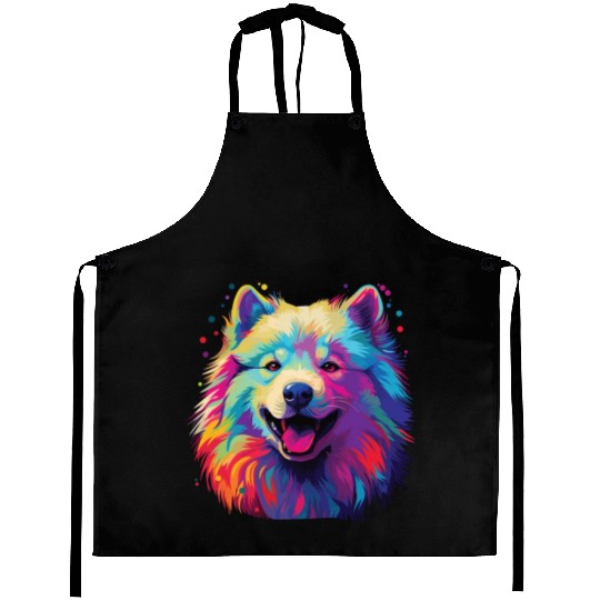 Watercolor Colorful Samoyed Aprons