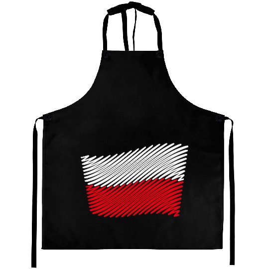 Poland Flag Scribble (White - Red) Aprons