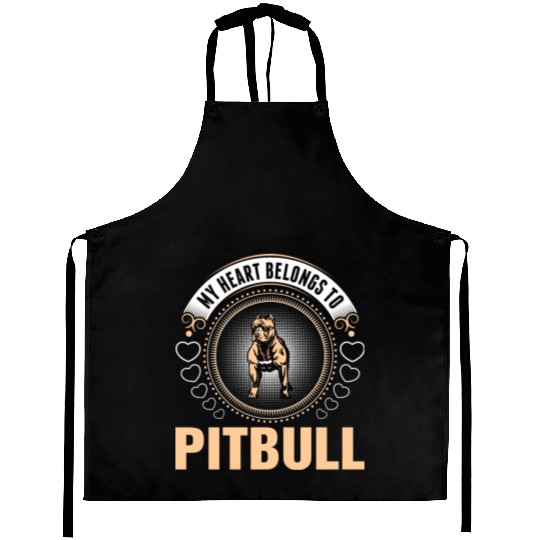 My Heart Belongs To Pitbull Dog Aprons