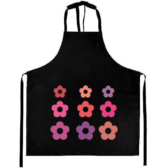 Large and small pink multi-colored flowers Aprons