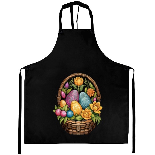 Easter Day Easter Egg Basket Mandala Art Egg Hunt Aprons