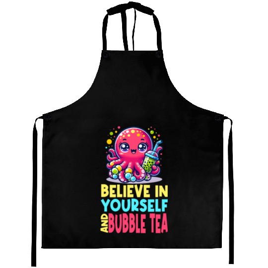 Kawaii Octopus Bubble Tea Believe In Yourself Aprons