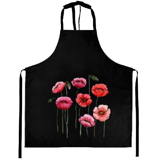 Poppies, spring bloomers, summer, flower, vintage. Aprons