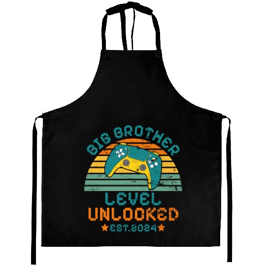 Level Unlocked Vintage Retro Gamer Big Brother Aprons