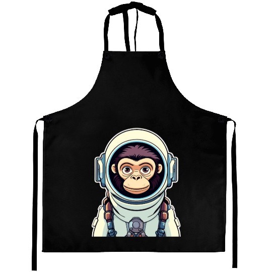 Monkey Ape Astronaut Illustration Aprons