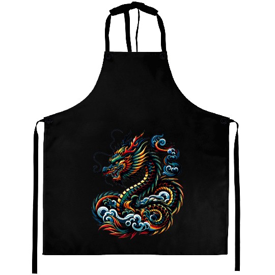 Colorful Dragon Zodiac Chinese Dragon Art Aprons