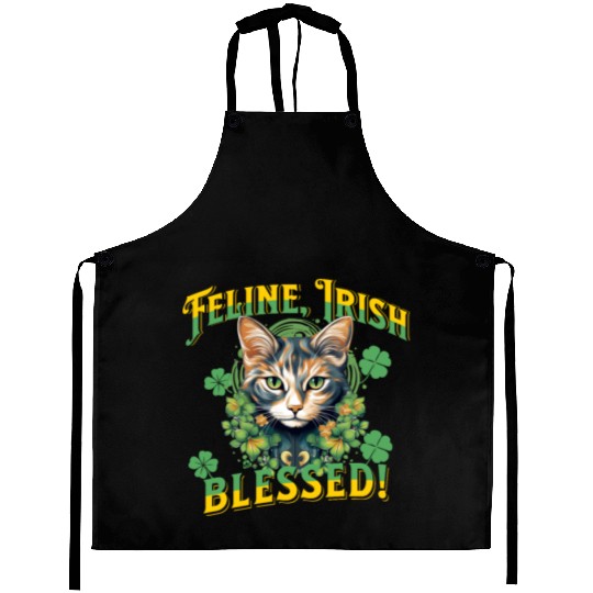 FELINE IRISH BLESSED Feline Kitty Design Aprons