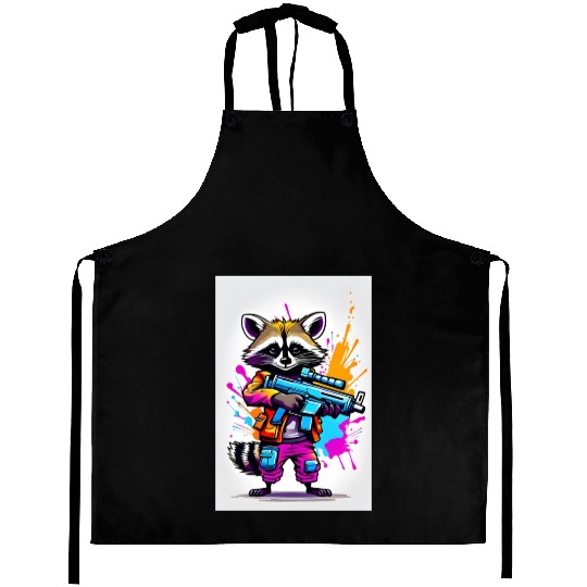 Raccoon with laser gun Aprons