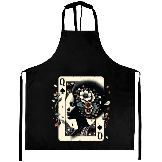 Black Queen Poker Tarot Card African American Aprons