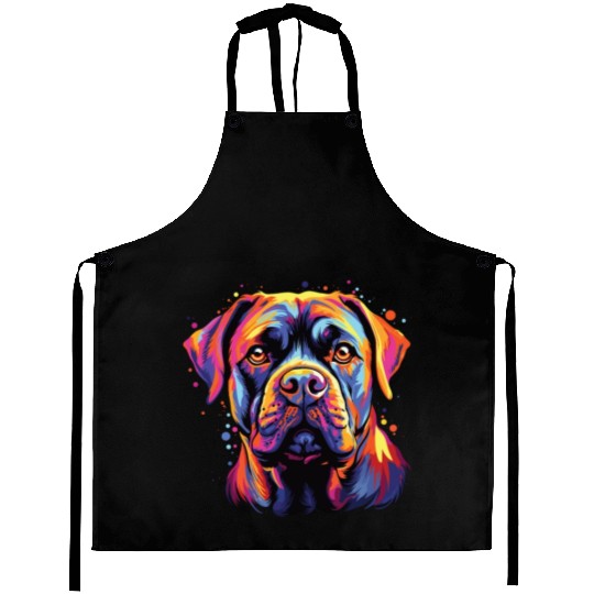 Watercolor Colorful Cane Corso Aprons