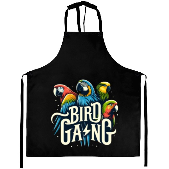 Bird Gang Parrot Funny Birder Flock Owner Macaw Aprons