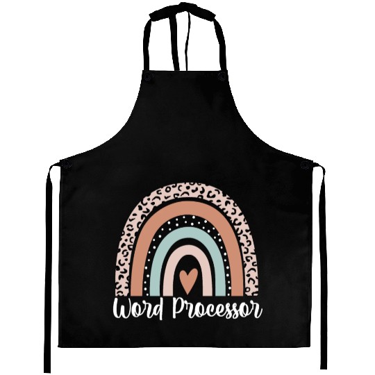 Word Processor Rainbow Leopard Funny Word Aprons