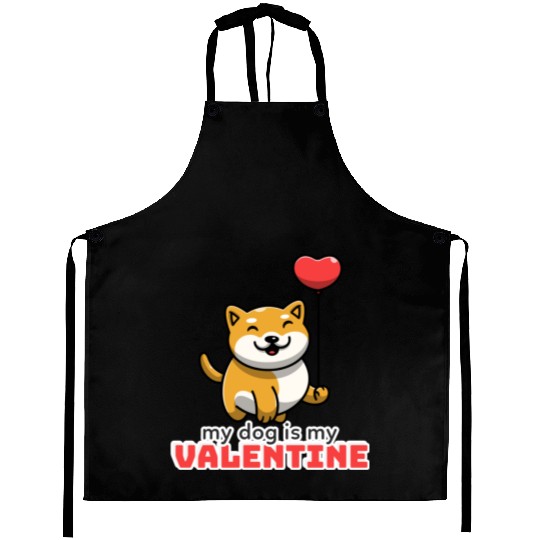 My dog is my valentine, funny cute valentine's day Aprons