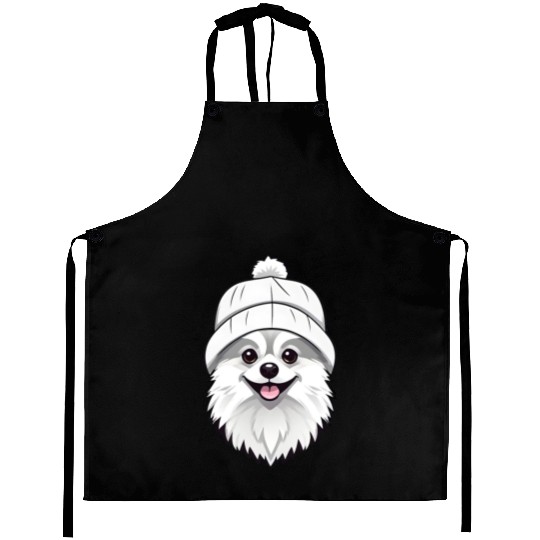 Cute Pomeranian with hat Aprons