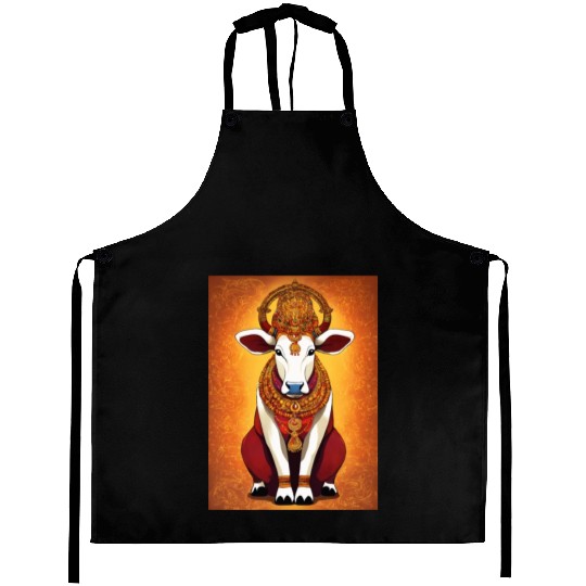 hindu cow goddes art Aprons