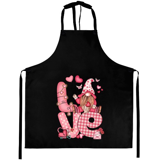 Gnome Love Valentine Idea Aprons