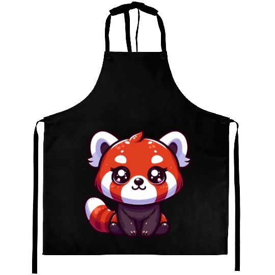 Playful Red Panda Cartoon Aprons