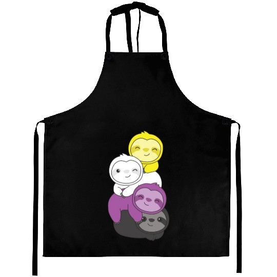 Nonbinary Flag Pride Lgbtq Cute Sloth Pile Aprons