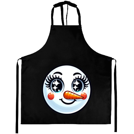 Lady Carrot-Nosed Snowwoman Cute Snowman Christmas Aprons