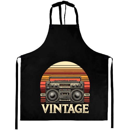 Vintage Boombox Old School 80s Music Retro Aprons