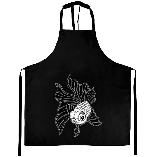Dark Fish Japanese Artwork Aprons