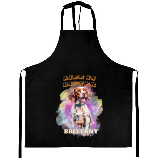 Surrealism Starry Night Brittany Spaniel Dog Aprons