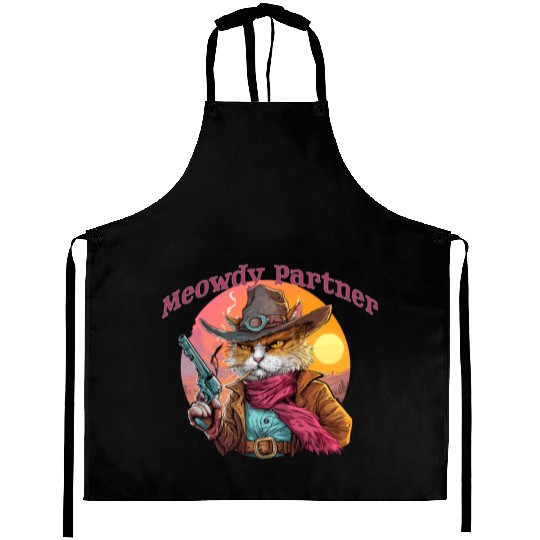 Purrfect Outlaw Showdown - Meowdy Partner Aprons