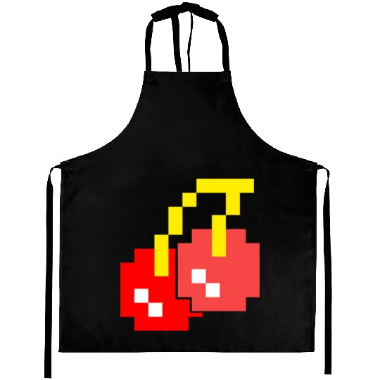 8 Bit Pixel Cherries 80s Video Game Halloween Aprons