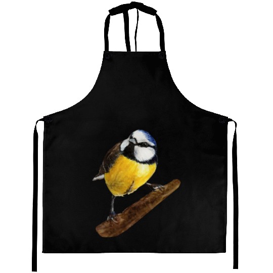Blue tit titmouse hand painted watercolor. Aprons