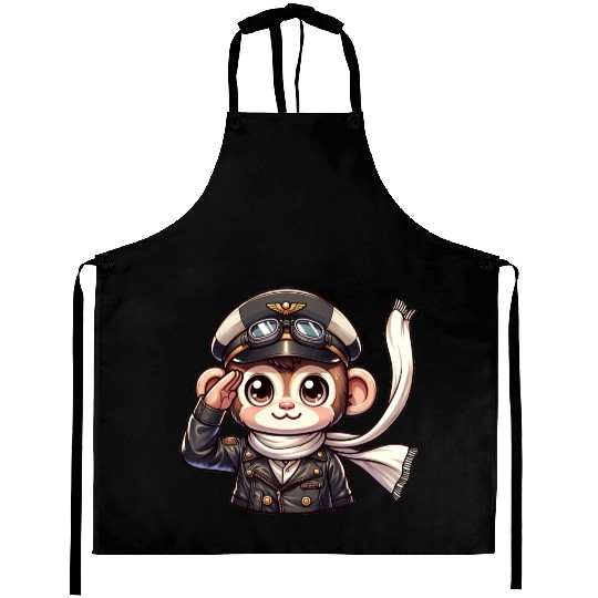 Cute Monkey Pilot Aprons
