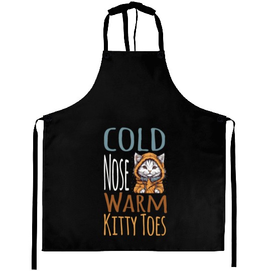 Cold Nose Warm Kitty Toes White Cat Winter Outfit Aprons