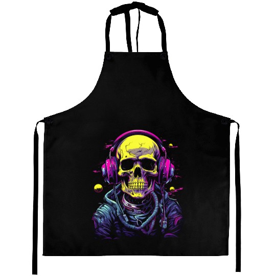 Skull DJ Astronaut Space Sci-Fi Planet Galaxy Aprons